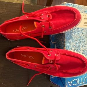 Red Nautical Mens Size 10-1/2 Boating Shoes Worn 3 Times. Will fit women sz 12.